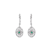 Sterling Silver Natural Emerald Lever Back Earrings